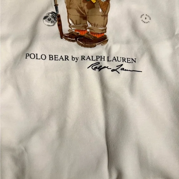 Polo by Ralph Lauren White Hoodie with Fishing Bear Graphic - Picture 5 of 6